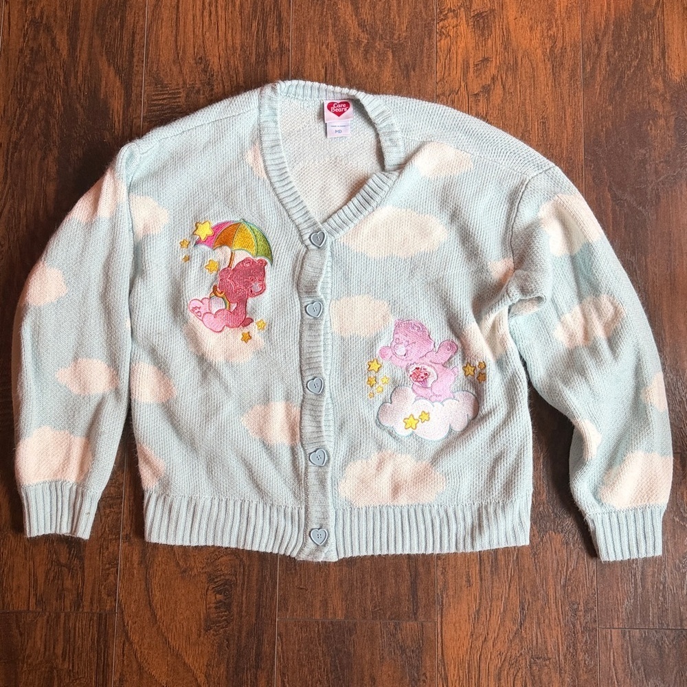 Care Bears knit sweater cardigan size medium (O5)